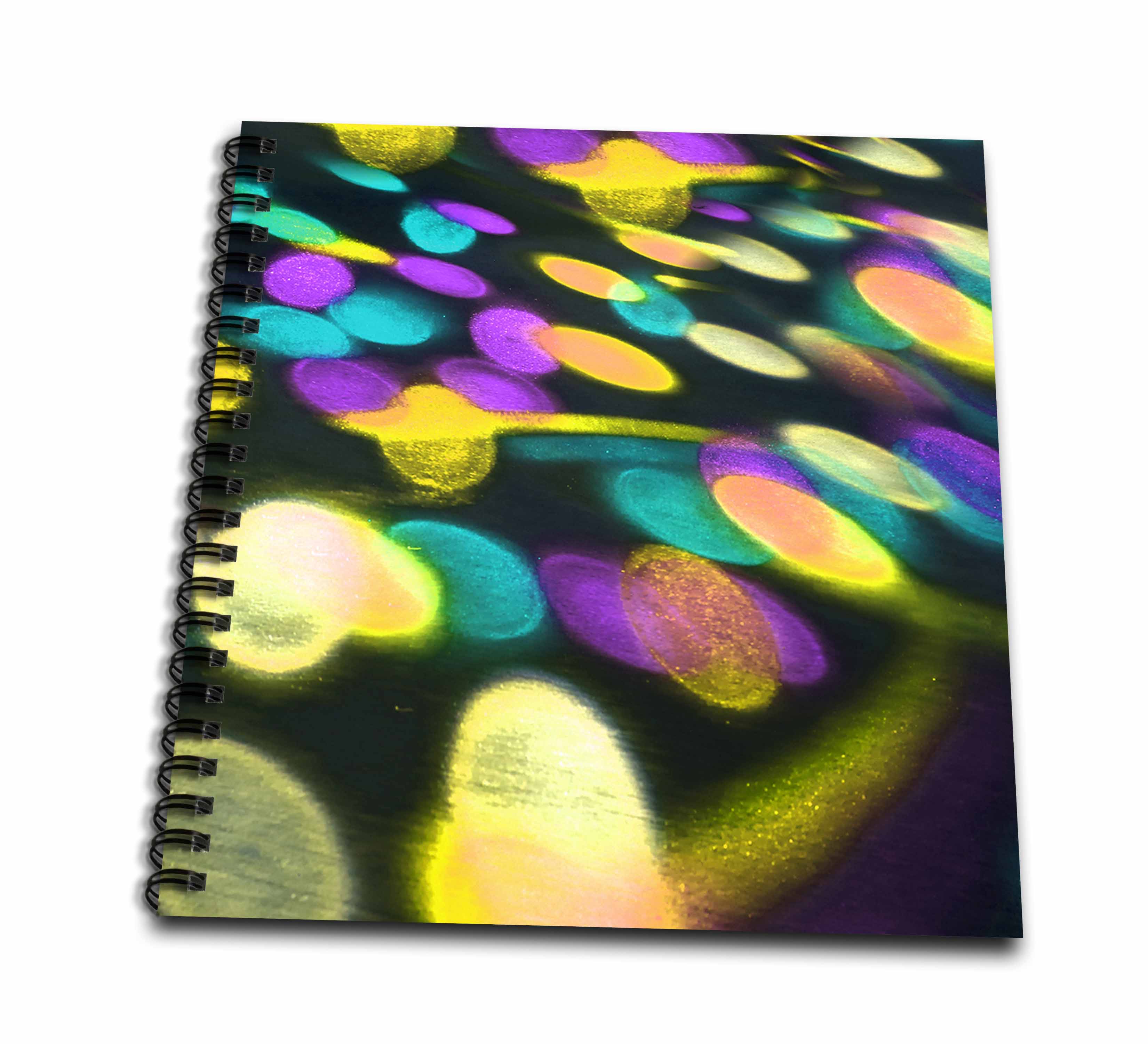 3dRose Photograph of blue, purple, and yellow disco lights on the gound. - Drawing Books (db_337287)