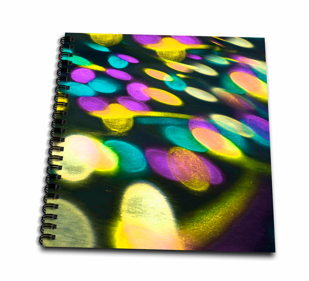 3dRose Photograph of blue, purple, and yellow disco lights on the gound. - Drawing Books (db_337287)