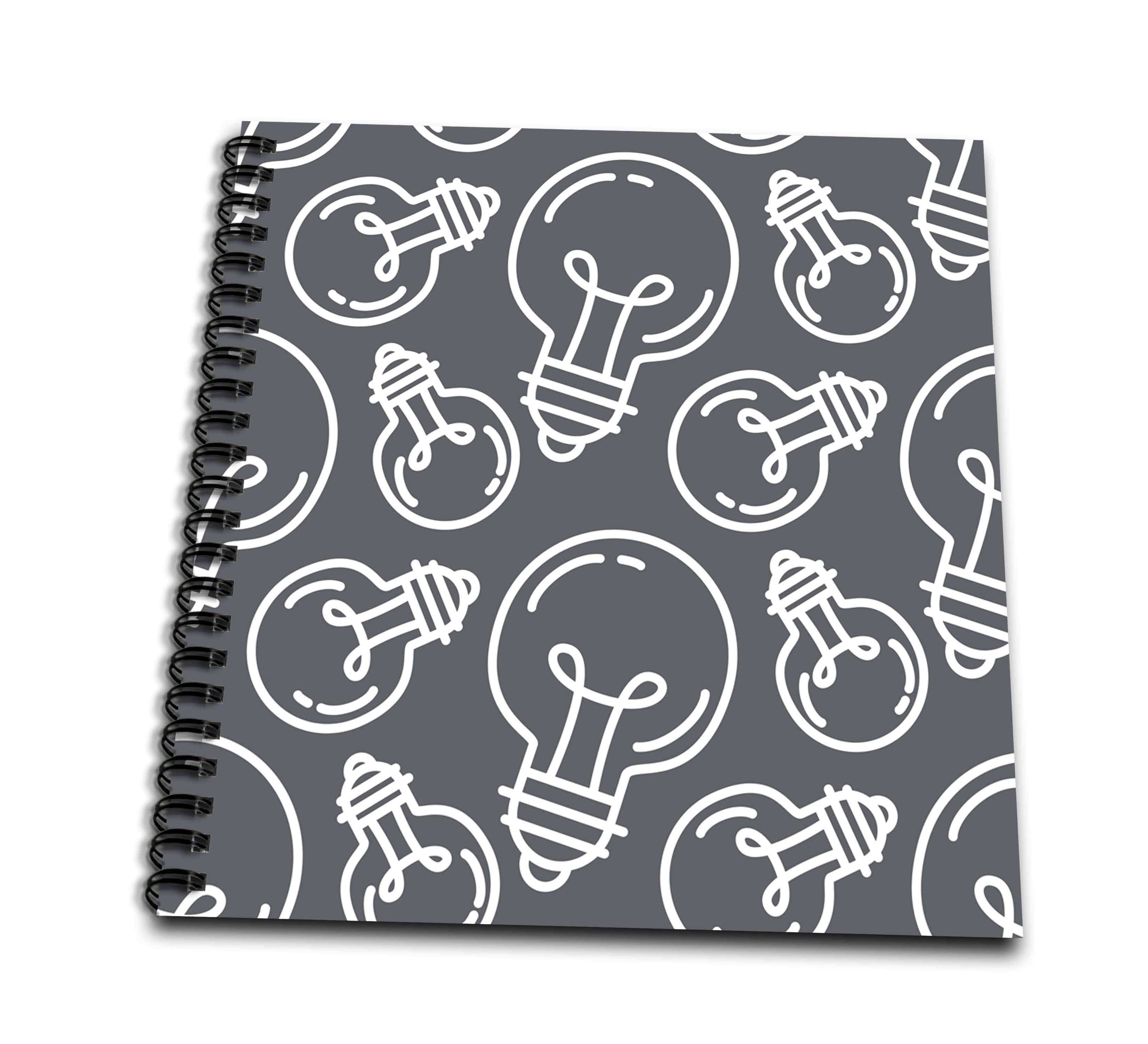 3dRose Contemporary Gray and White Light Bulb Pattern - Drawing Books (db_342198)