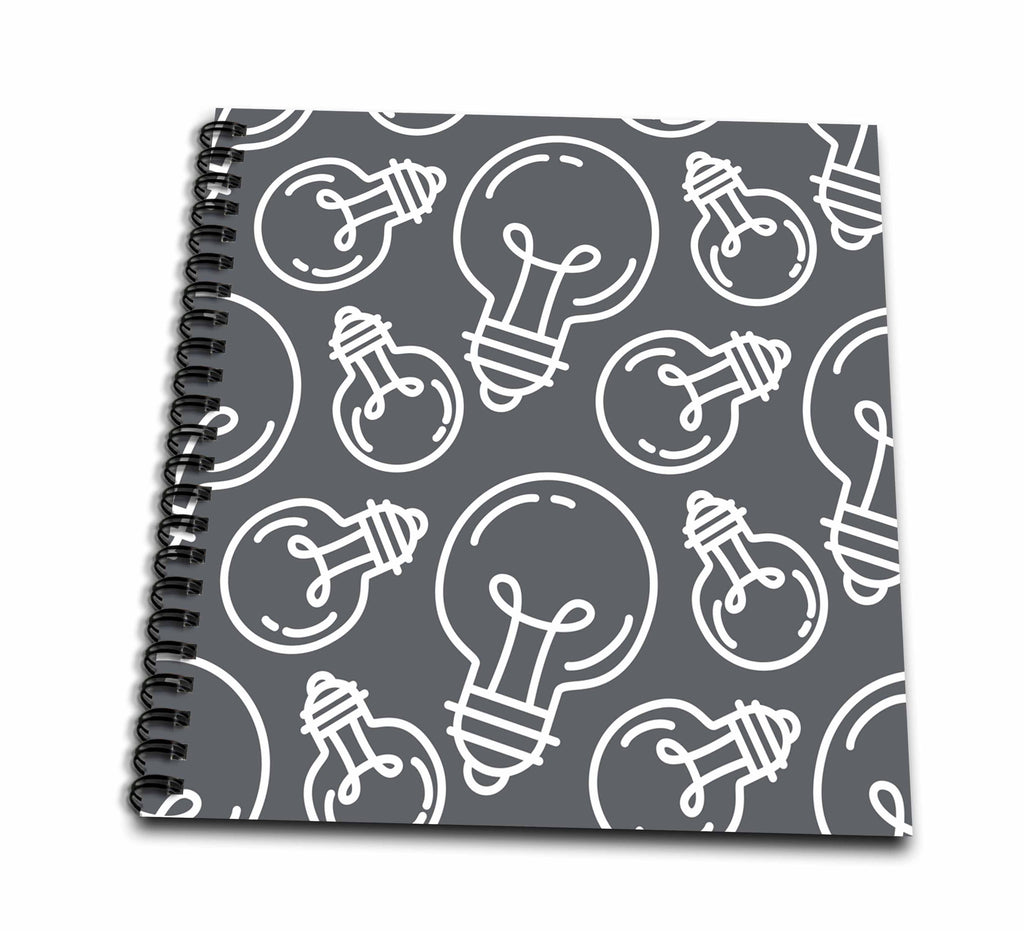 3dRose Contemporary Gray and White Light Bulb Pattern - Drawing Books (db_342198)