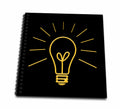3dRose Shining Electric Bulb and Rays of Light. Yellow on Black. Funny... - Drawing Books (db_346109)
