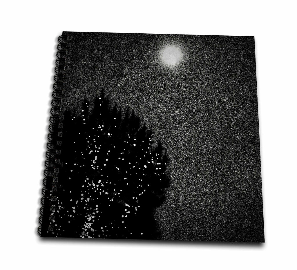 3dRose Beautiful moon and a tree with strings of lights at night - Drawing Books (db_352278)