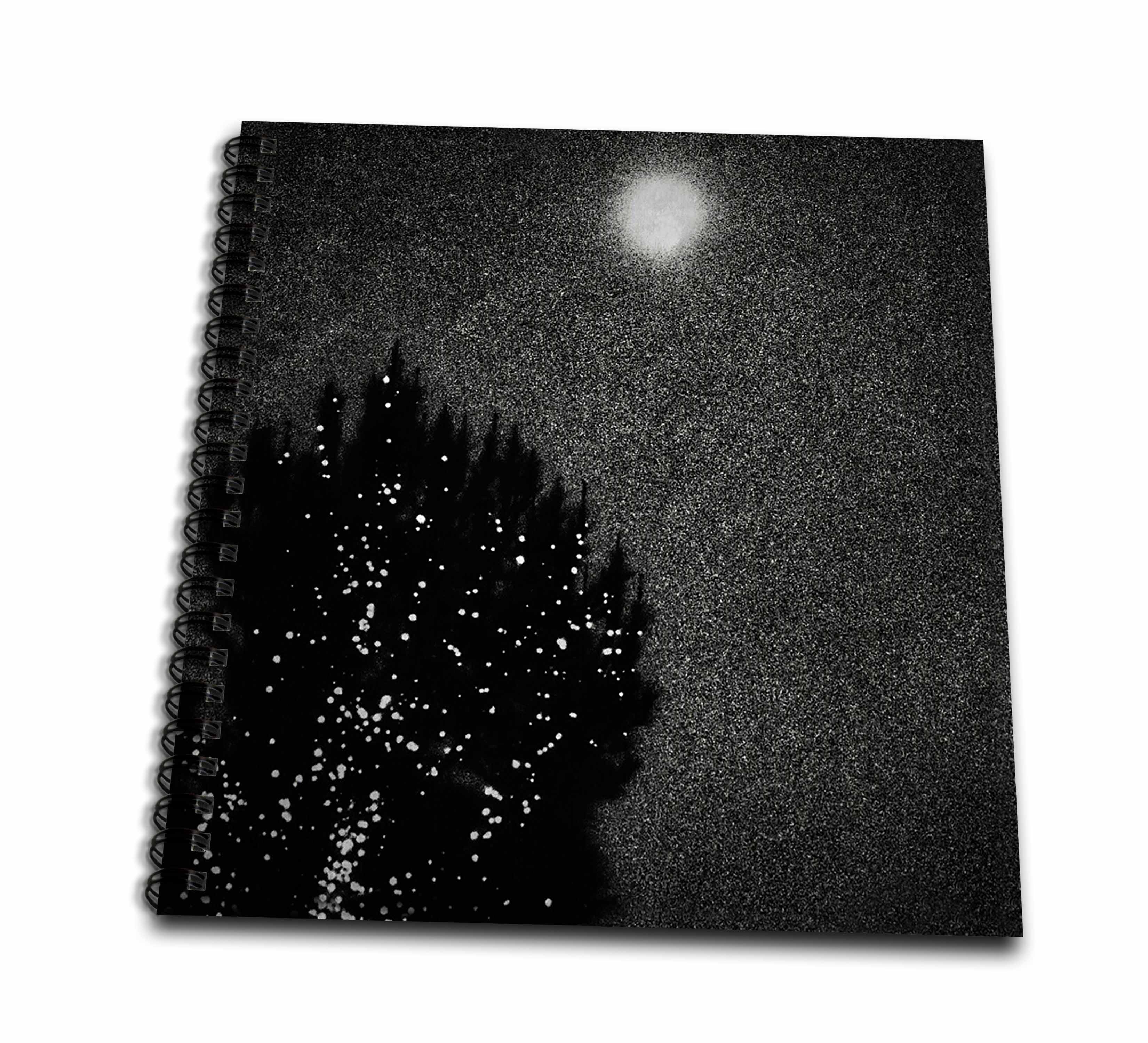 3dRose Beautiful moon and a tree with strings of lights at night - Drawing Books (db_352278)
