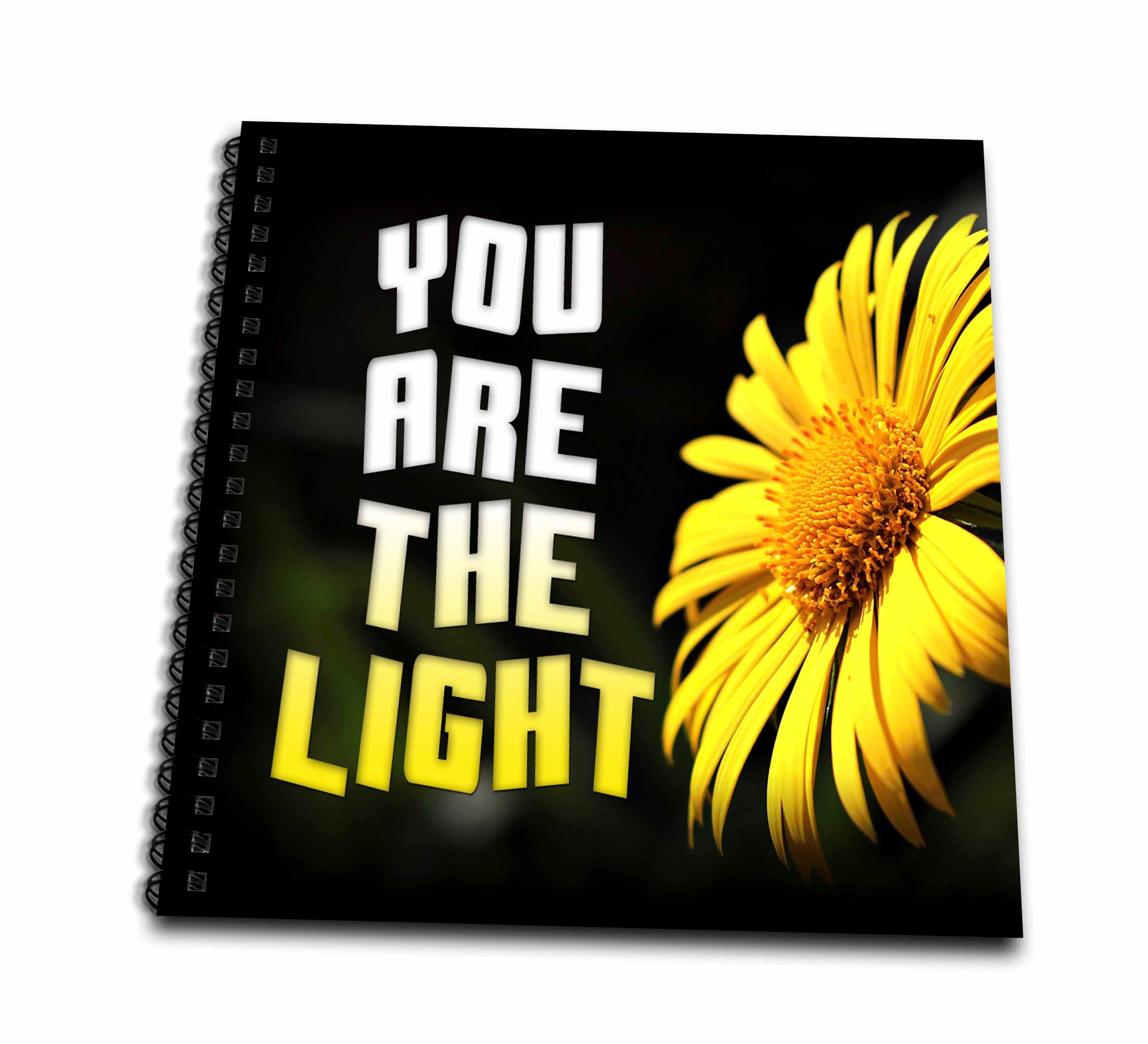 3dRose Image of Words You Are The Light On Black Picture With Sunflower - Drawing Books (db_354780)