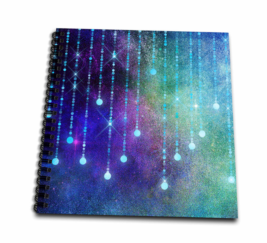 3dRose Purple and Green Ombre With Blue String Lights Pattern - Drawing Books (db_357499)