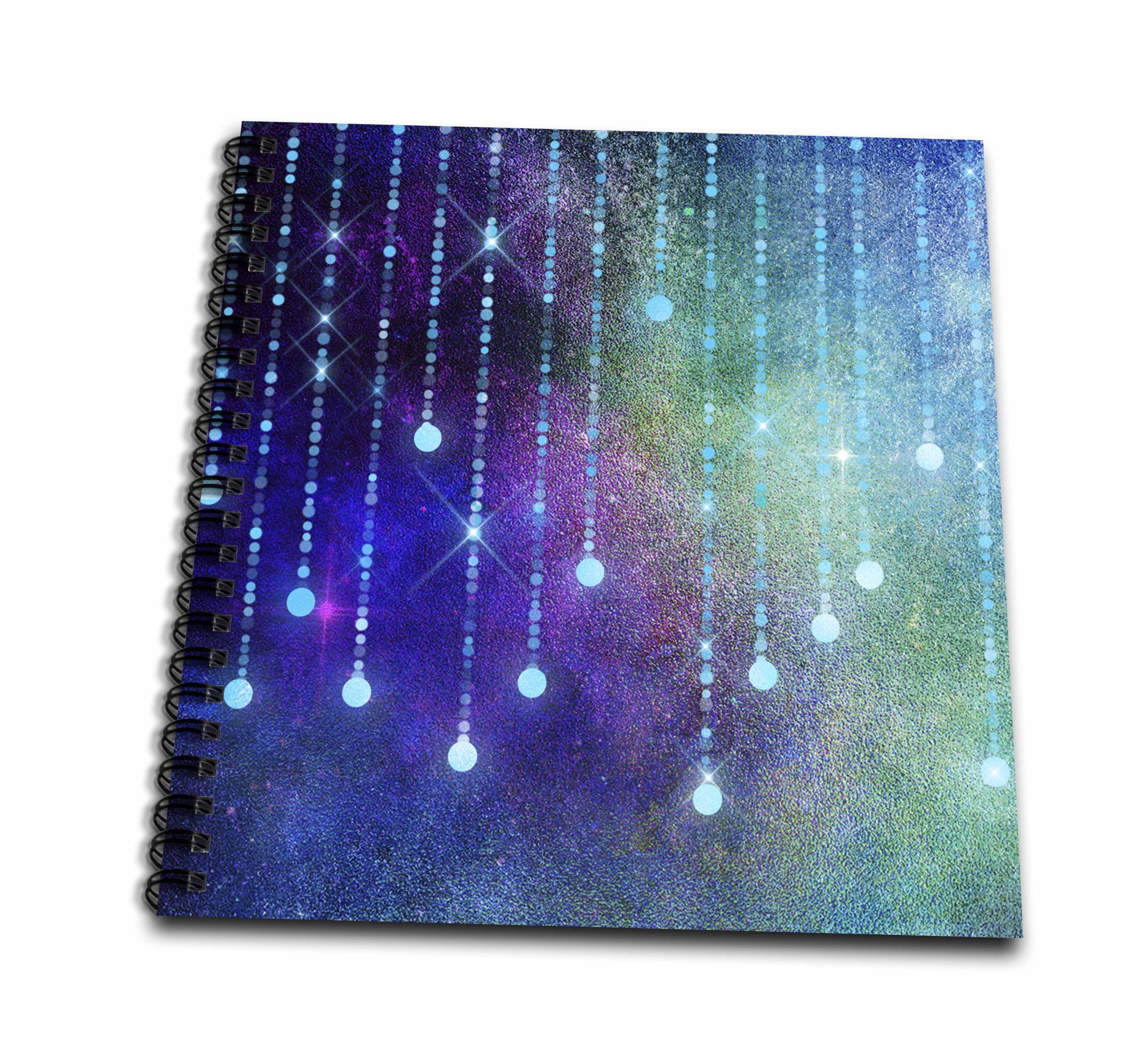 3dRose Purple and Green Ombre With Blue String Lights Pattern - Drawing Books (db_357499)