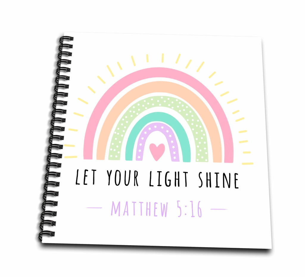 3dRose Let Your Light Shine Inspiring Bible Verse Quote Cute Colorful... - Drawing Books (db-363645)