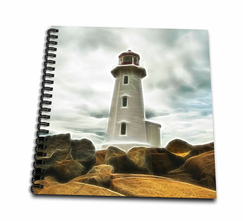 3dRose Light House On The Rocks Image of Light Infused Painting - Drawing Books (db-365084)