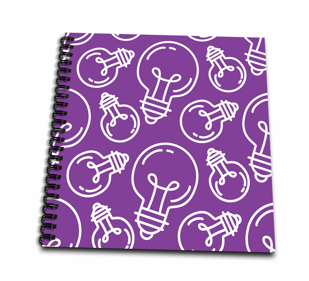 3dRose Modern Purple and White Light Bulb Pattern - Drawing Books (db-380300)