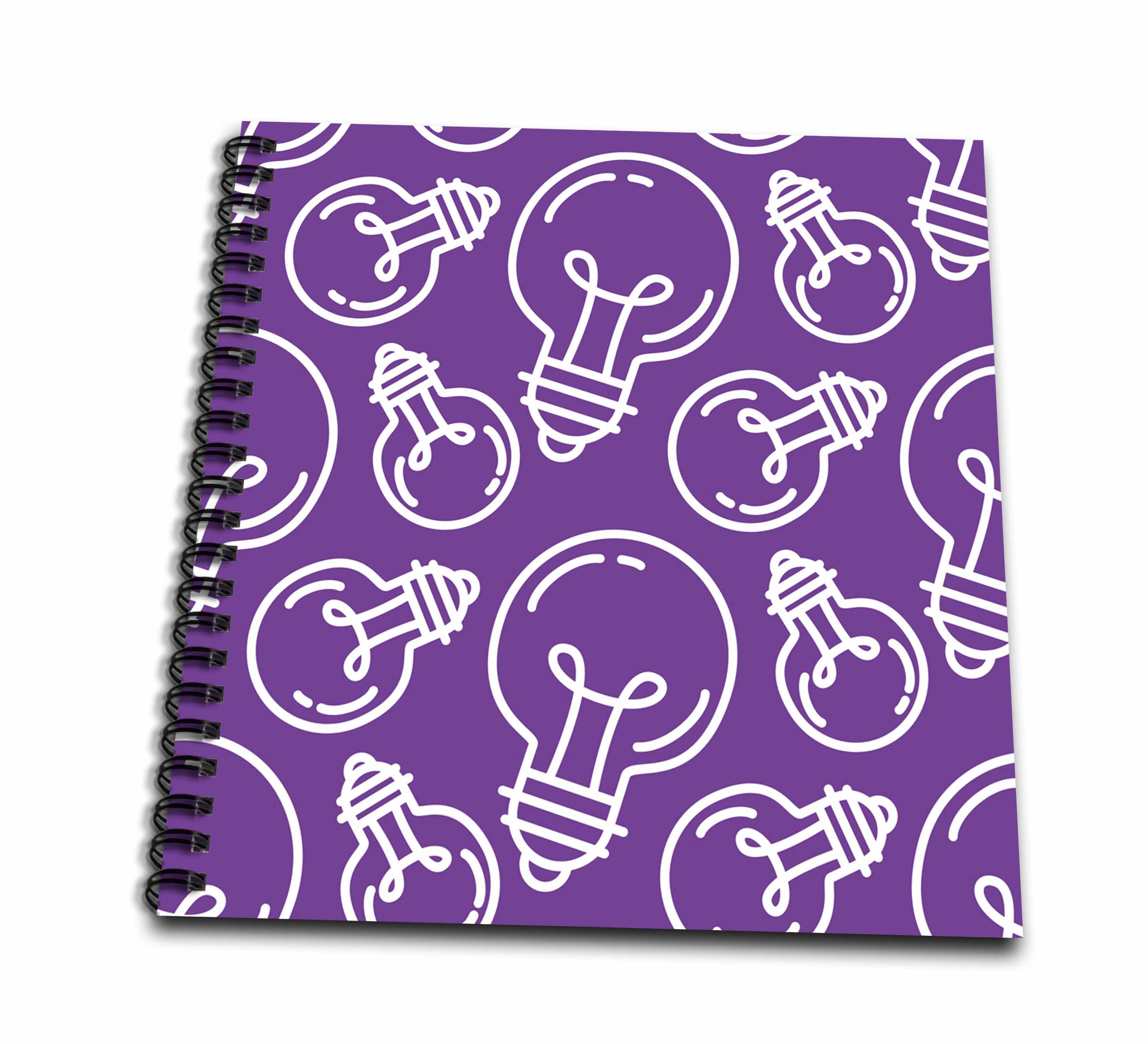 3dRose Modern Purple and White Light Bulb Pattern - Drawing Books (db-380300)