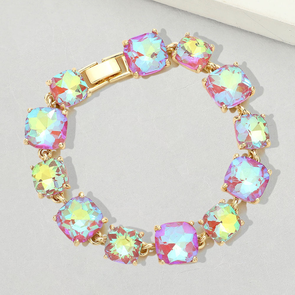 Cushion Square Stone Link Evening Bracelet