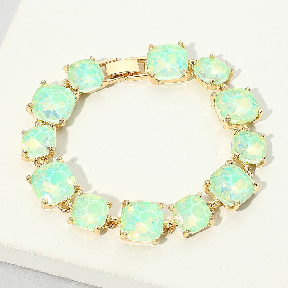 Cushion Square Stone Link Evening Bracelet
