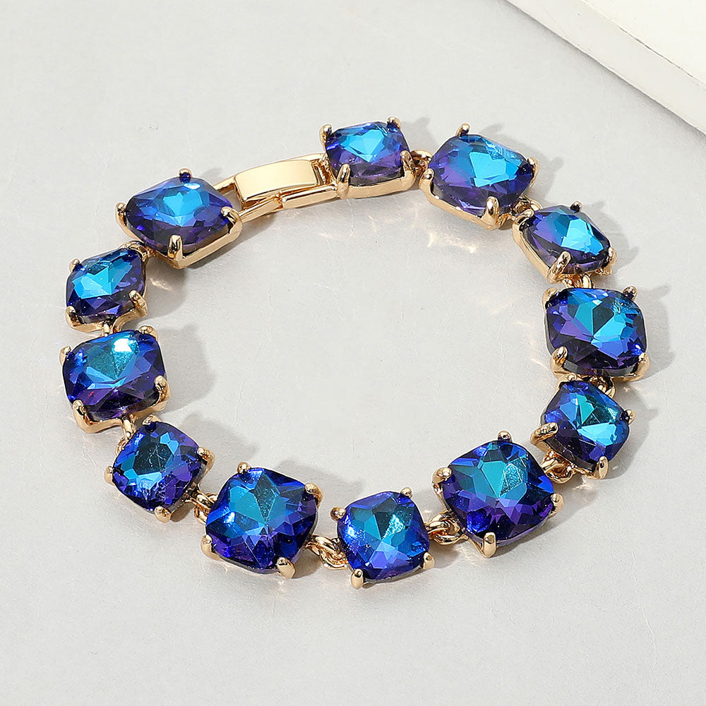 Cushion Square Stone Link Evening Bracelet