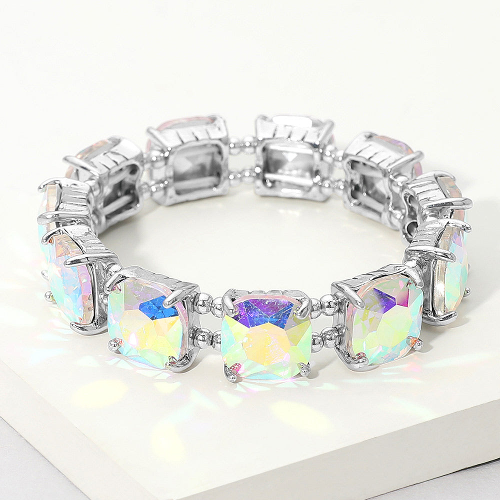 Cushion Square Stone Stretch Evening Bracelet