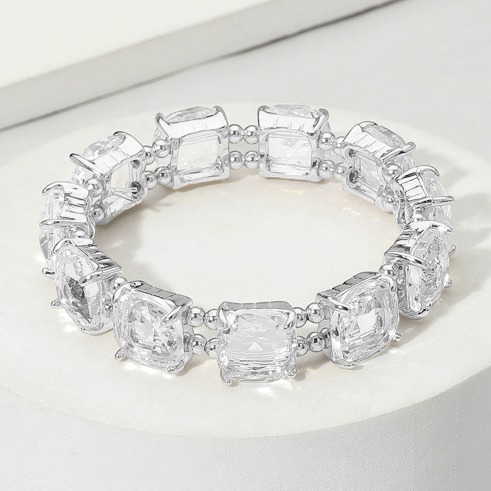 Cushion Square Stone Stretch Evening Bracelet