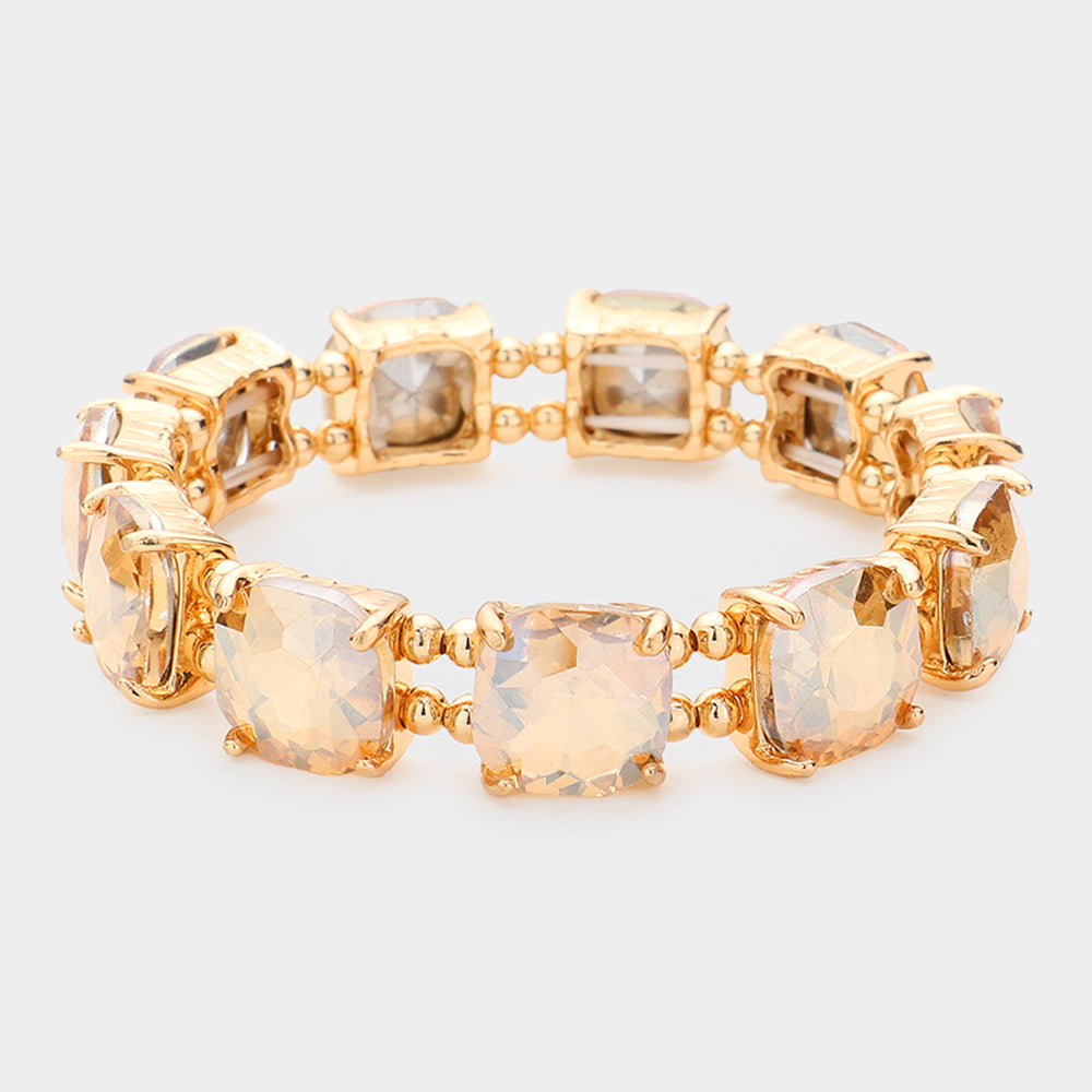 Cushion Square Stone Stretch Evening Bracelet