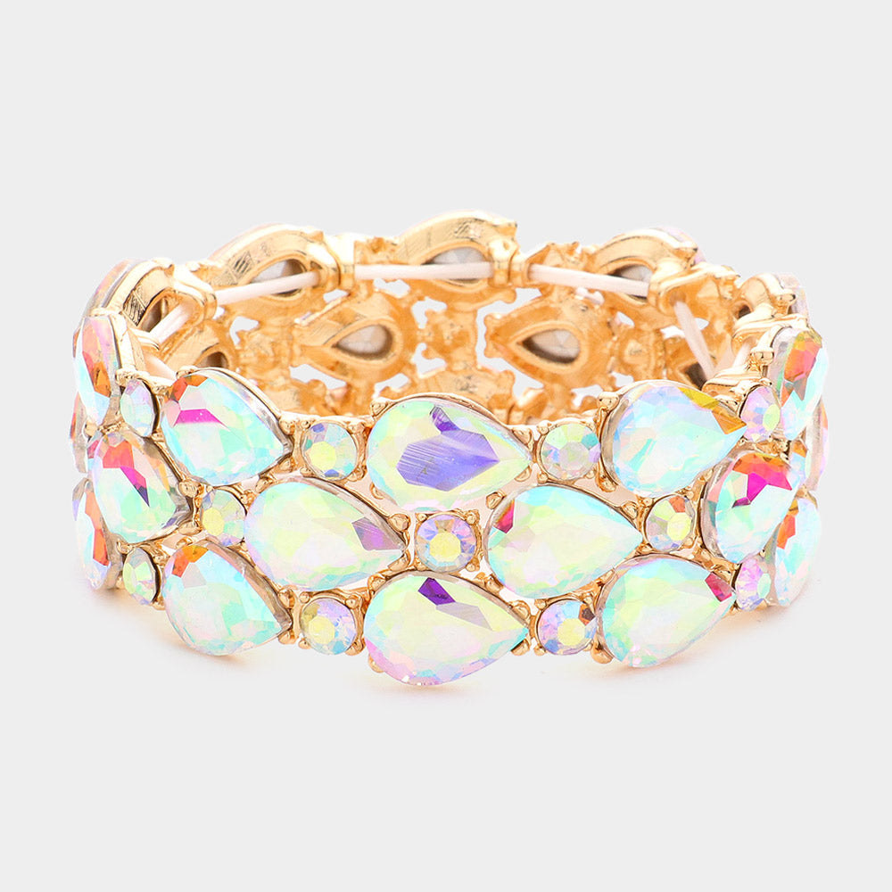 Teardrop Stone Accented Stretch Evening Bracelet