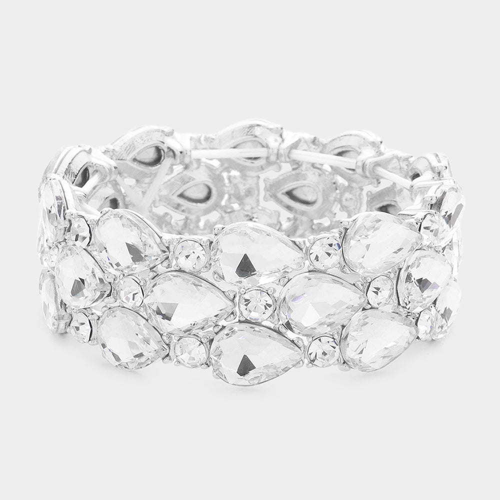 Teardrop Stone Accented Stretch Evening Bracelet