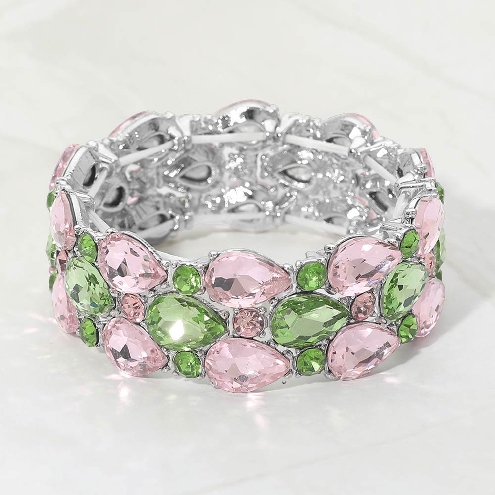 Teardrop Stone Accented Stretch Evening Bracelet