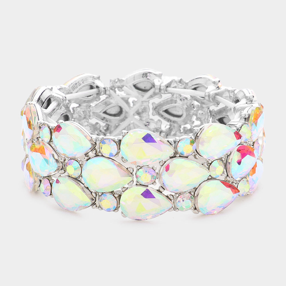 Teardrop Stone Accented Stretch Evening Bracelet