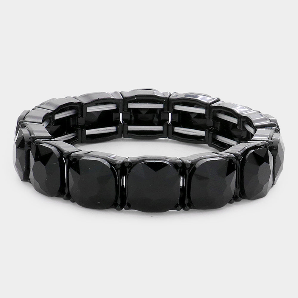 Cushion Square Stone Stretch Evening Bracelet