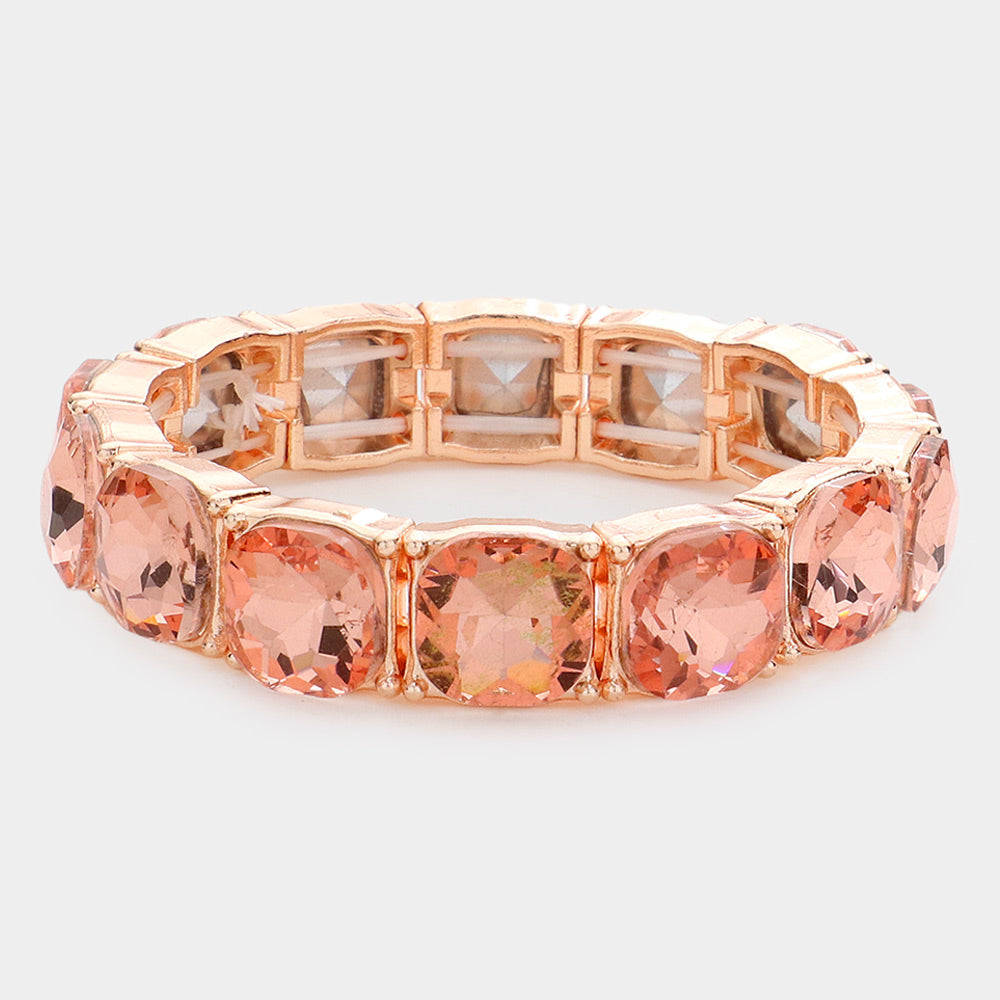 Cushion Square Stone Stretch Evening Bracelet