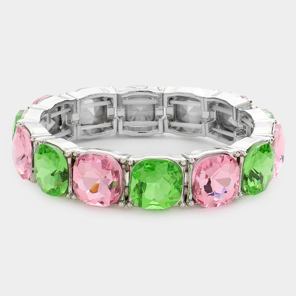 Cushion Square Stone Stretch Evening Bracelet