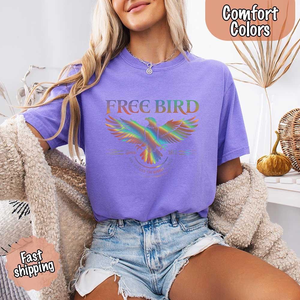 Free Bird Women’s Comfort Colors Tee – Vintage Rock Band T-Shirt with Retro Music Vibes