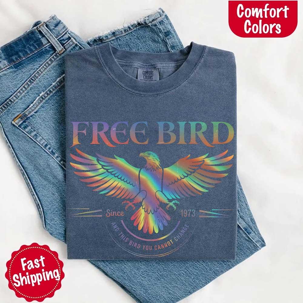 Free Bird Women’s Comfort Colors Tee – Vintage Rock Band T-Shirt with Retro Music Vibes