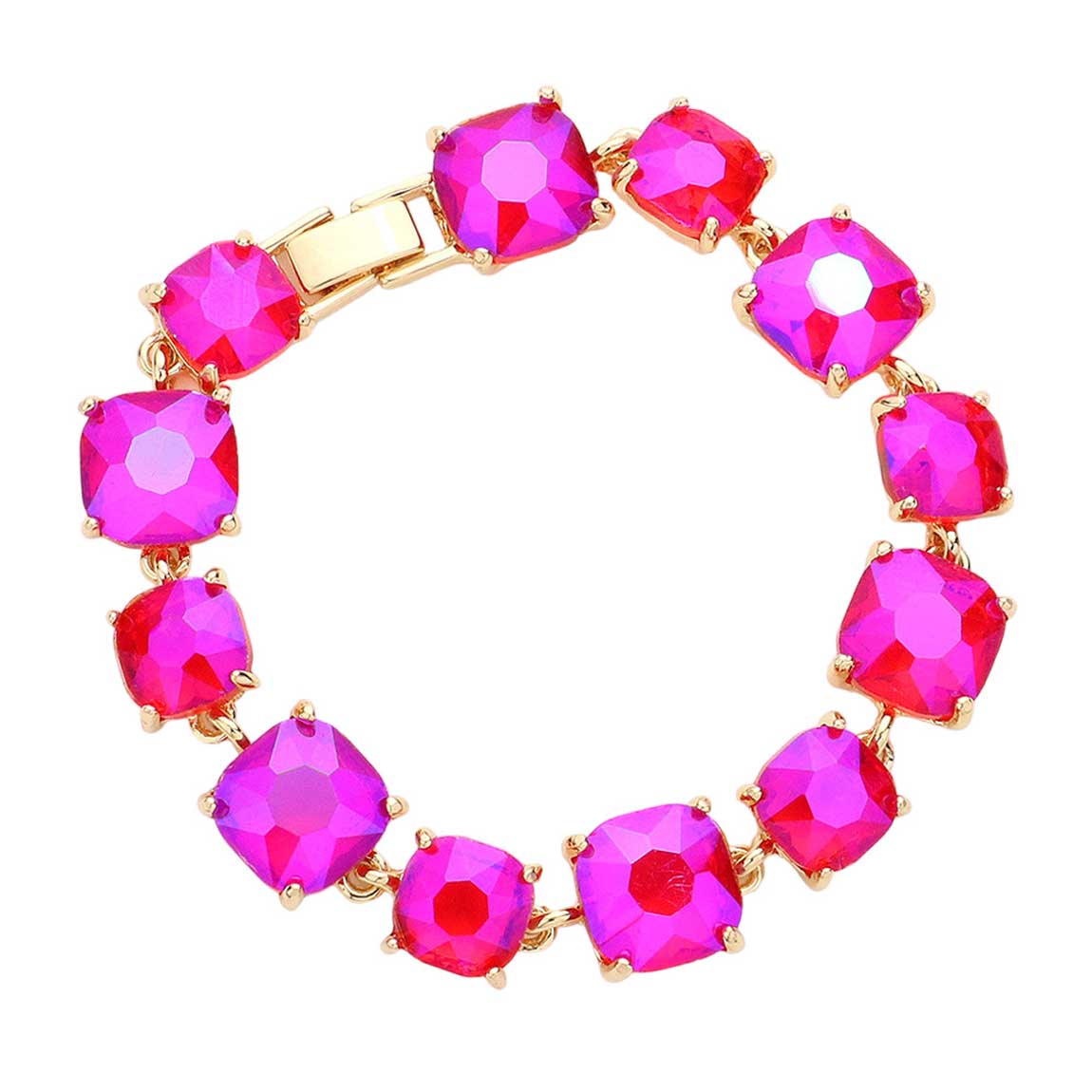 Cushion Square Stone Link Evening Bracelet