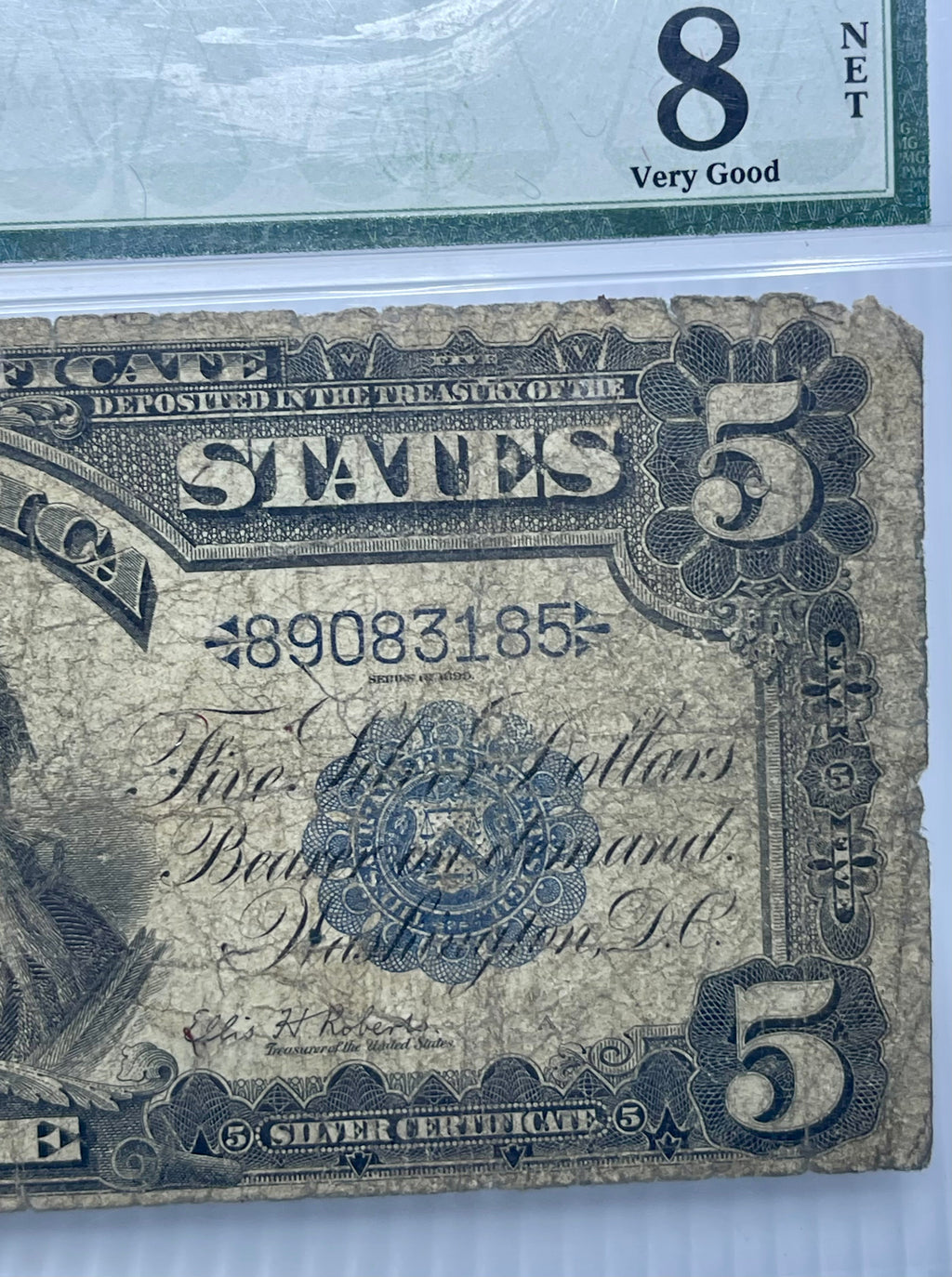 1899 $5 Silver Certificate Chief PMG 8 NET Fr271 Lyons Roberts