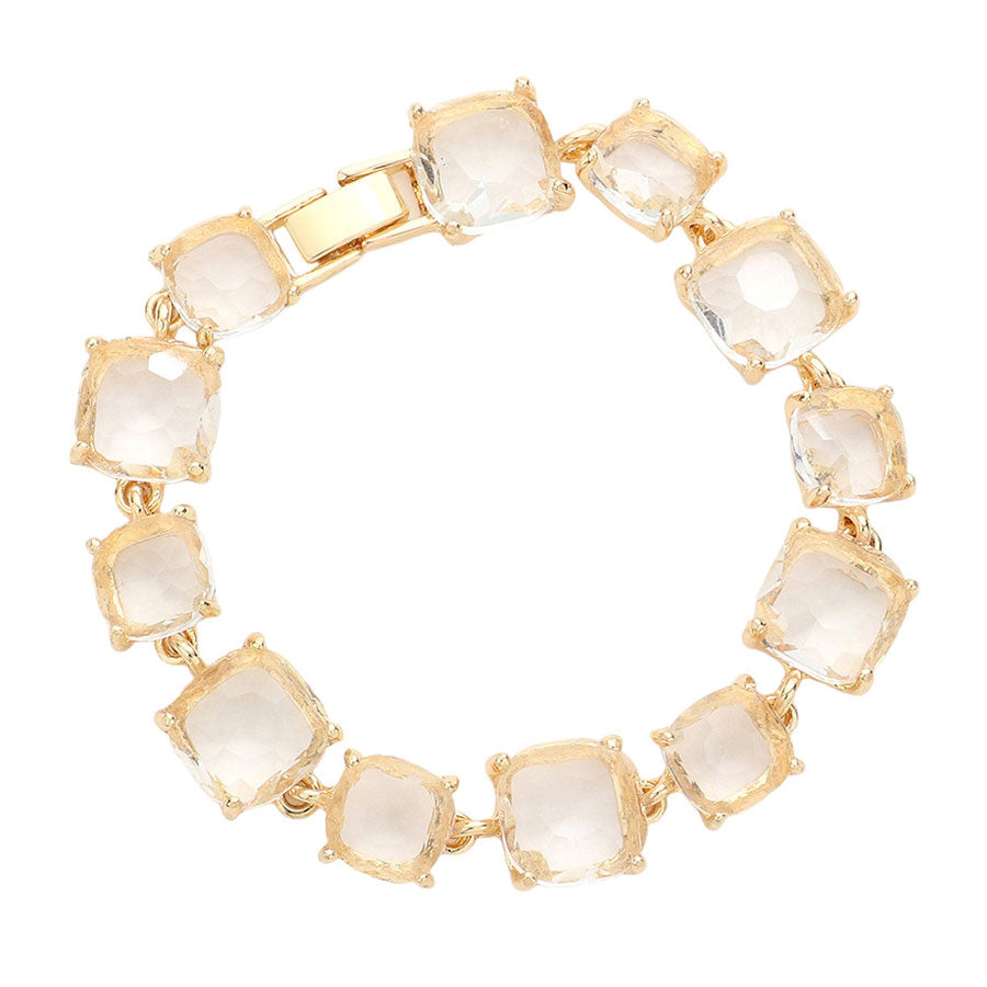 Cushion Square Stone Link Evening Bracelet