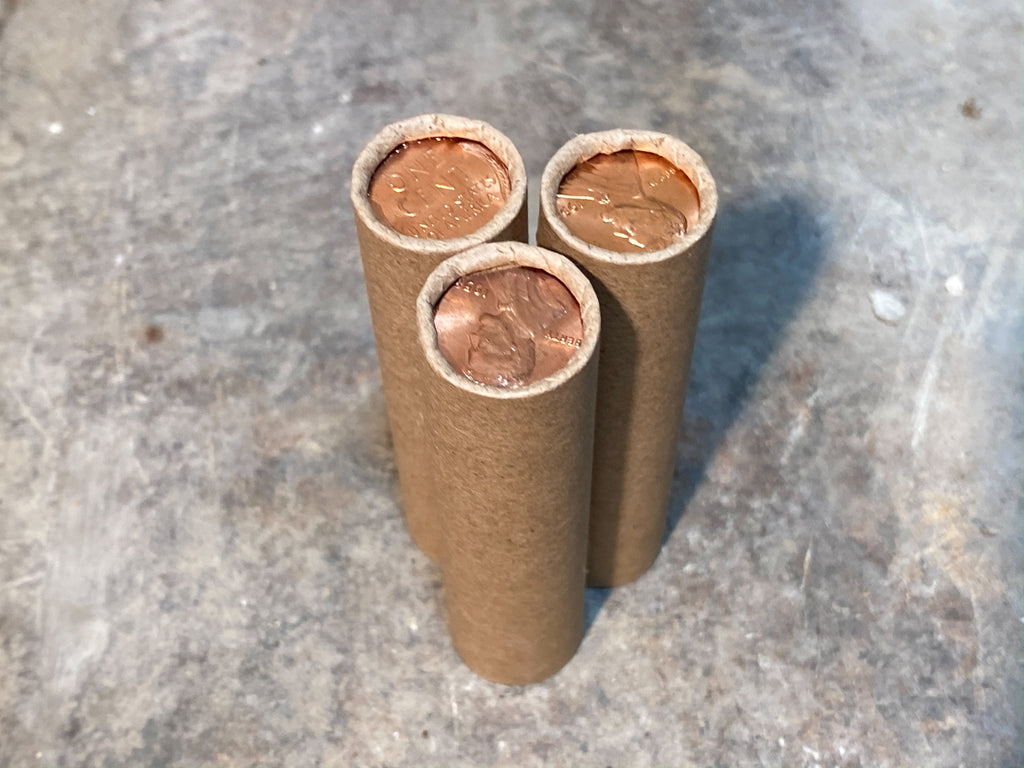 UNCIRCULATED WHEAT CENT showing on the end of old vintage us wheat penny roll coins estate lot sale vintage hoard collection hoard