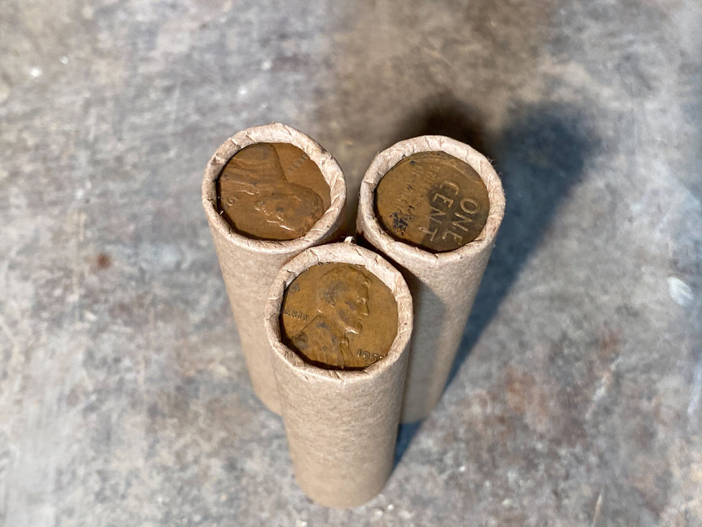 WHEAT PENNY ROLL old vintage unsearched wrapped us coin cent estate money hoard sale lot vintage pennies rolls cent coins