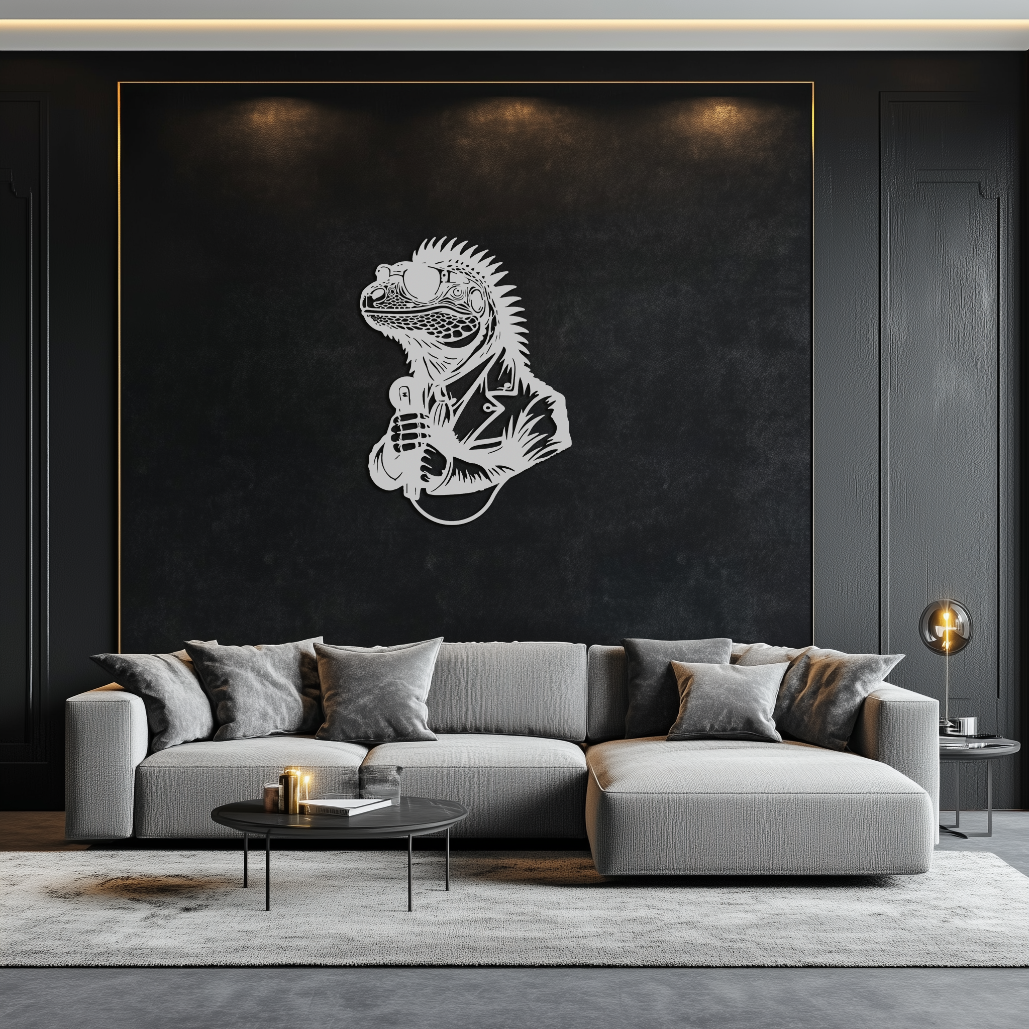 Cool Lizard Metal Wall Art – Unique Reptile Selfie Decor for Home and Office- KAF512