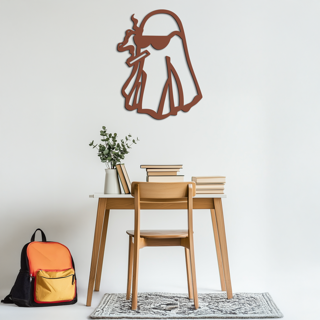 Cool Ghost Metal Wall Art – Smoking Ghost with Sunglasses Modern Decor- KAF629