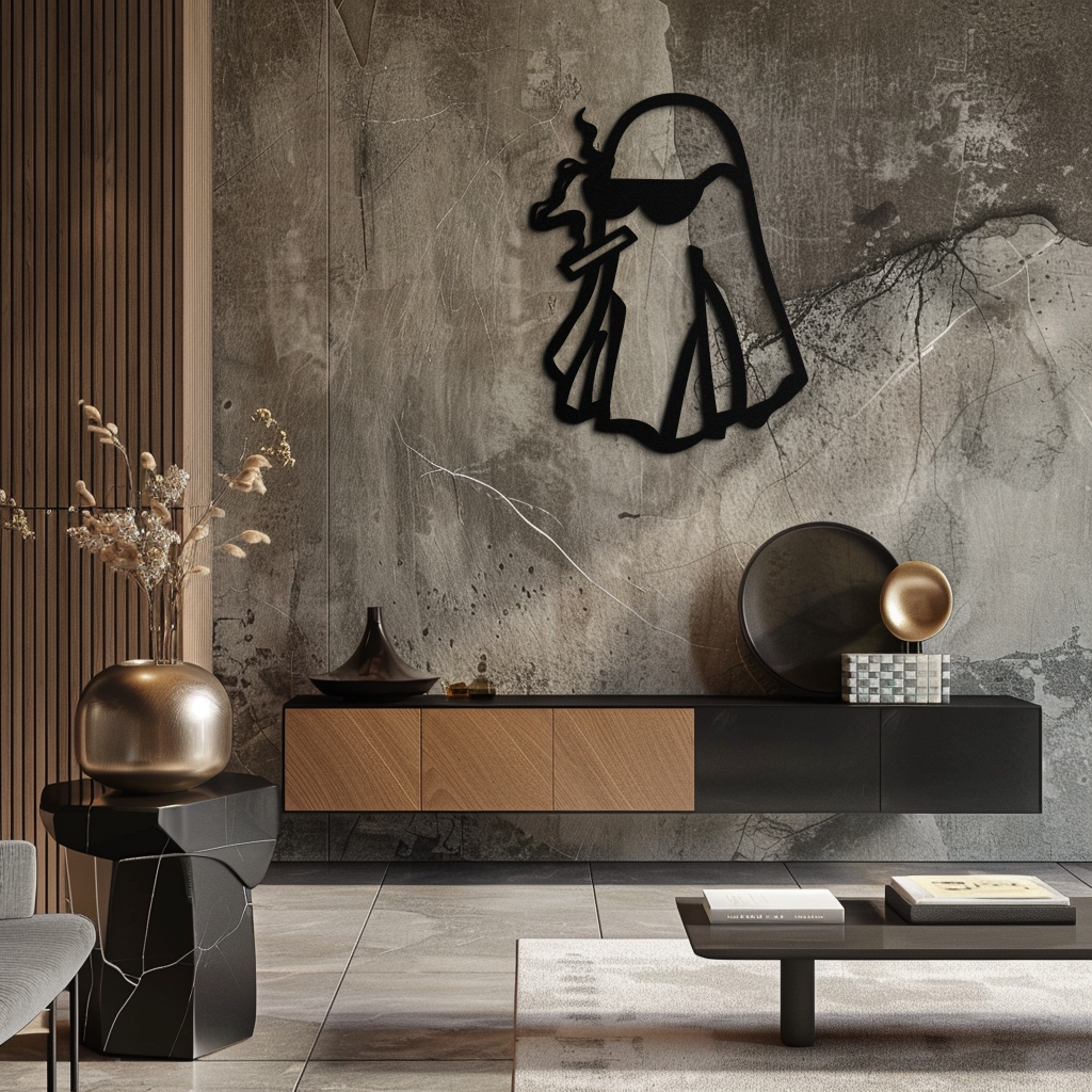 Cool Ghost Metal Wall Art – Smoking Ghost with Sunglasses Modern Decor- KAF629