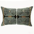 Labyrinth Silk Velvet Ikat Throw Pillow Cover 16 X 24
