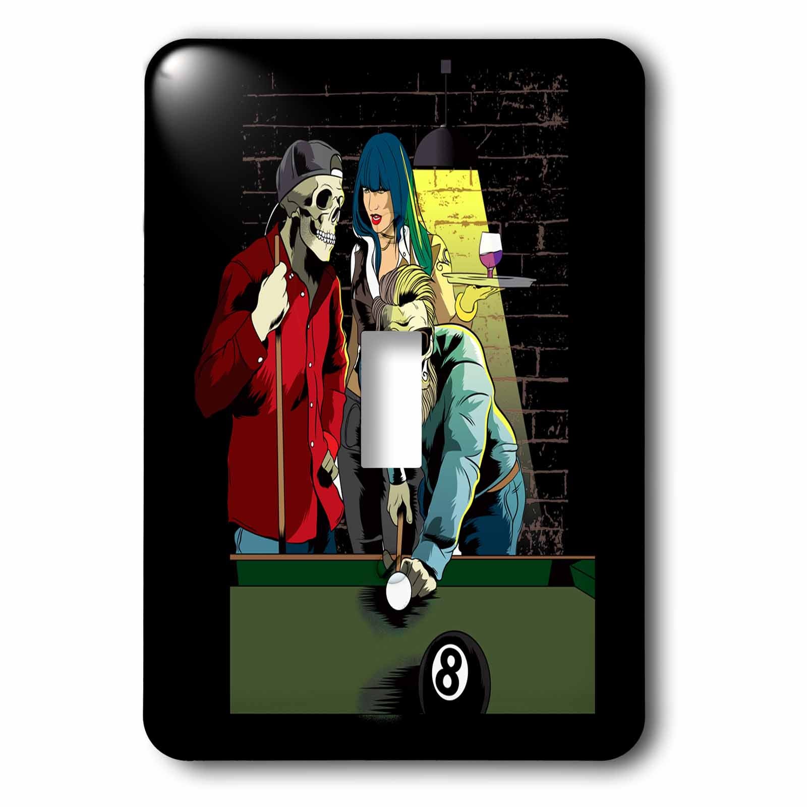 3dRose Skull and Female Person who Playes Pool Billiard Snooker - Light Switch Covers (lsp_325660)
