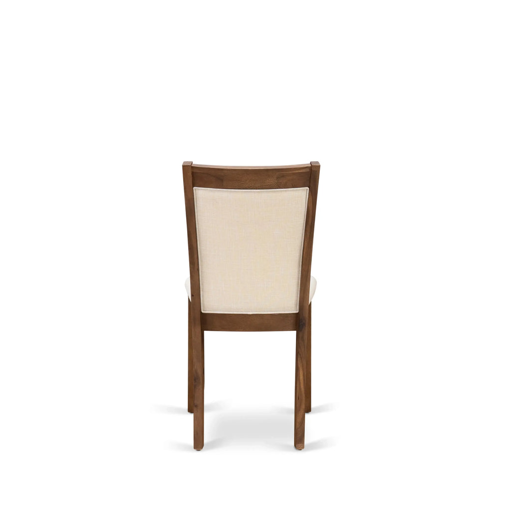 EAST WEST FURNITURE - CNMZ5-N7-32 - 5-Piece Dinner Table Set - A Mid Century Dining Table and 4 Light Beige Linen Fabric Padded Wood Dining Chairs with Stylish High Back � (Distressed Jacobean Finish)