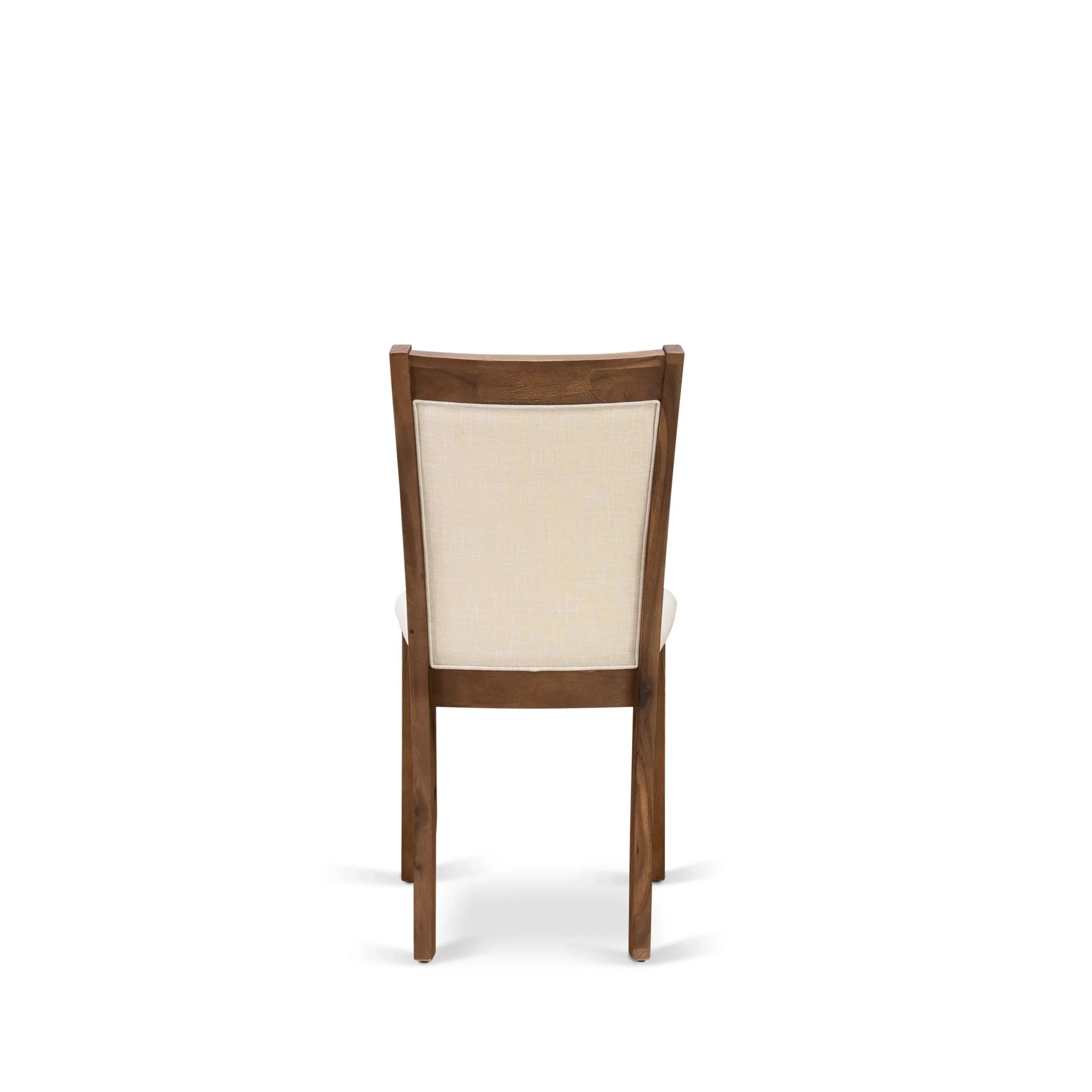 EAST WEST FURNITURE - CNMZ5-N7-32 - 5-Piece Dinner Table Set - A Mid Century Dining Table and 4 Light Beige Linen Fabric Padded Wood Dining Chairs with Stylish High Back � (Distressed Jacobean Finish)