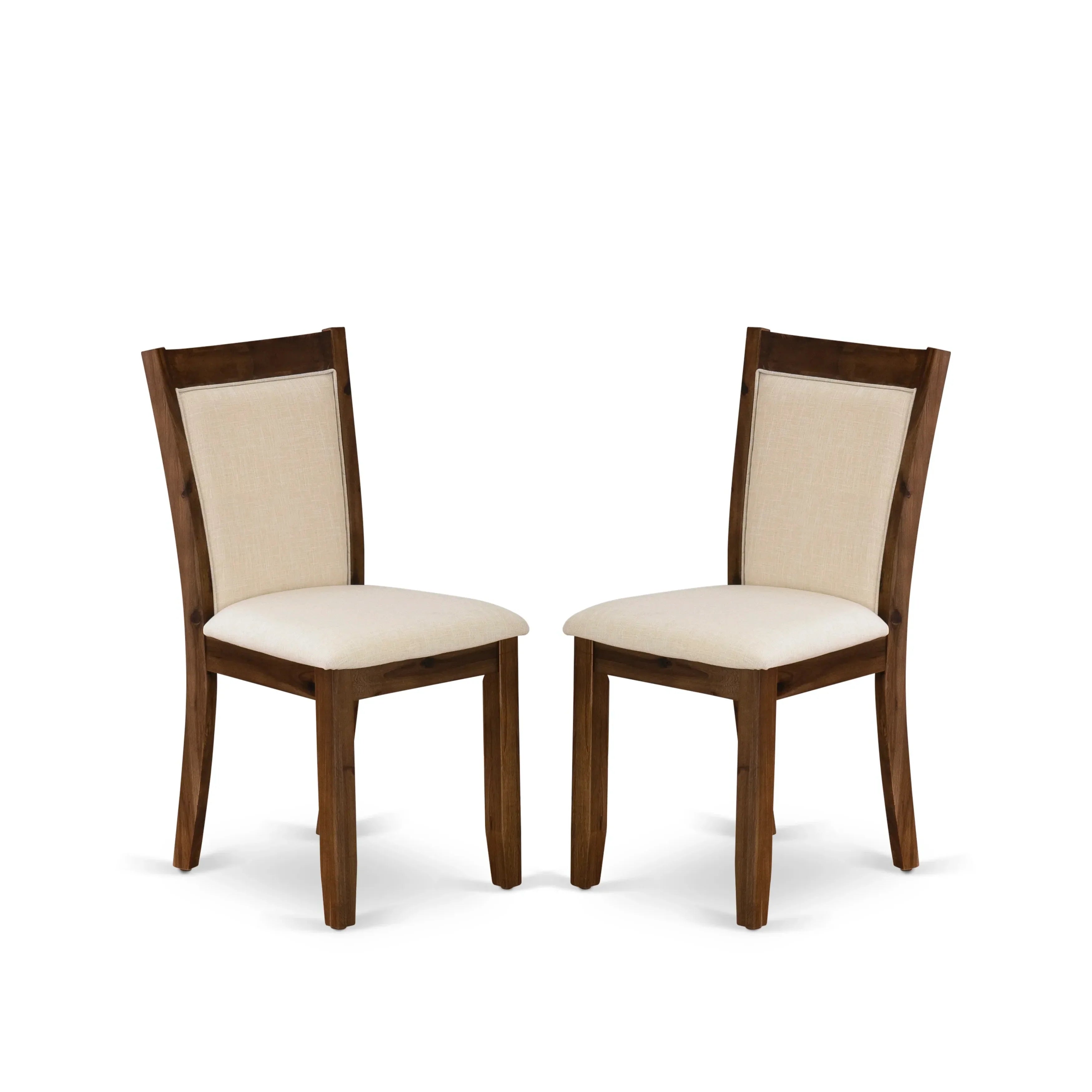 EAST WEST FURNITURE - CNMZ5-N7-32 - 5-Piece Dinner Table Set - A Mid Century Dining Table and 4 Light Beige Linen Fabric Padded Wood Dining Chairs with Stylish High Back � (Distressed Jacobean Finish)