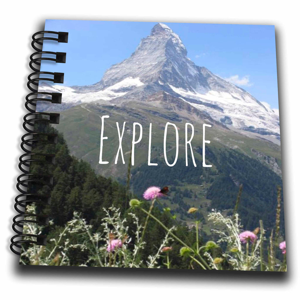 3dRose InspirationzStore Inspirational Quotes - Explore - inspirational motivational word - motivation mini-poster - mountain nature photography - Drawing Books (db_151399)