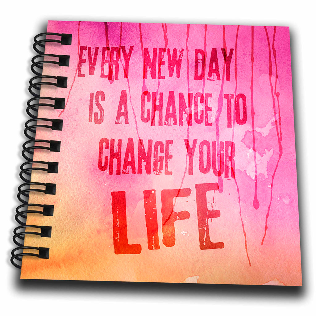 3dRose Andrea Haase Inspirational Typography - Painted Backgrund in Orange and Pink with Motivational Quote - Drawing Book