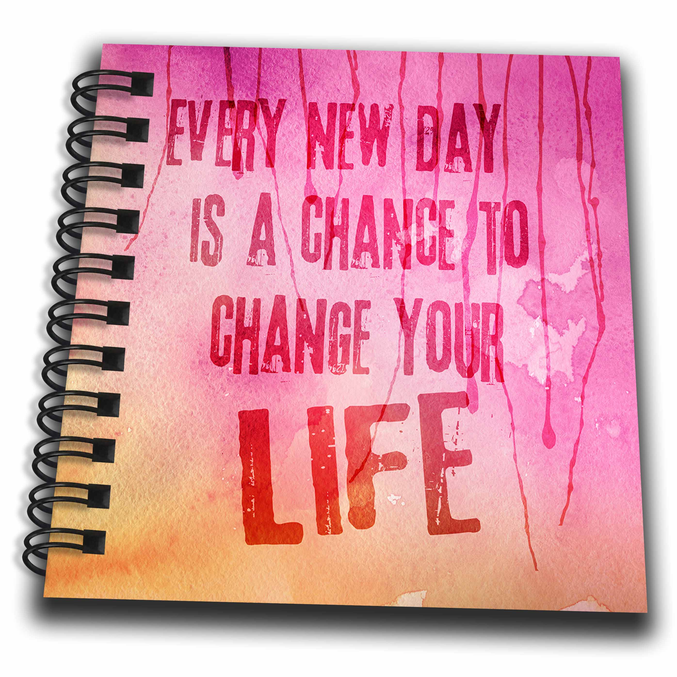 3dRose Andrea Haase Inspirational Typography - Painted Backgrund in Orange and Pink with Motivational Quote - Drawing Book