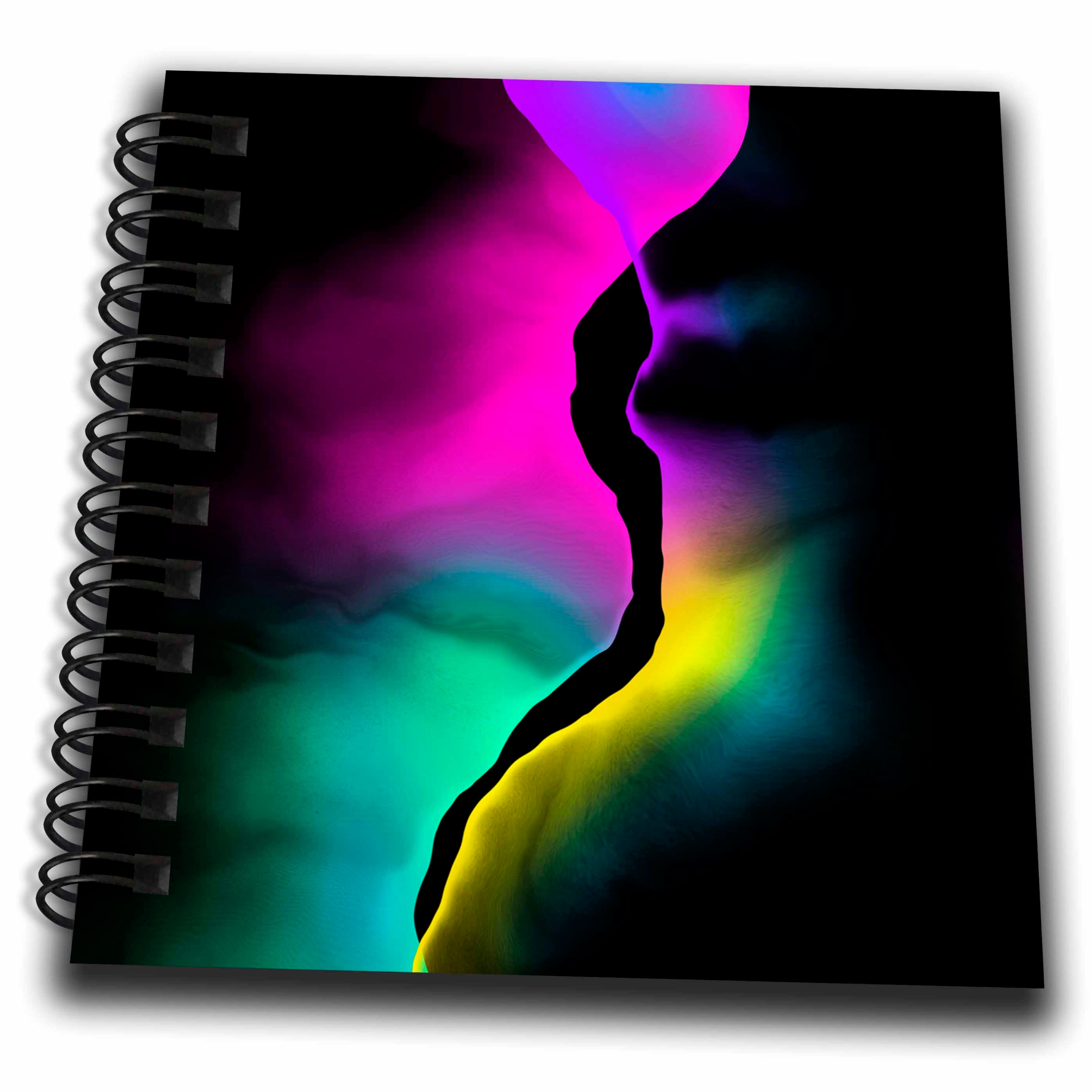 3dRose Surreal Neon Light In Bright Colors On Black - Drawing Books (db_336303)