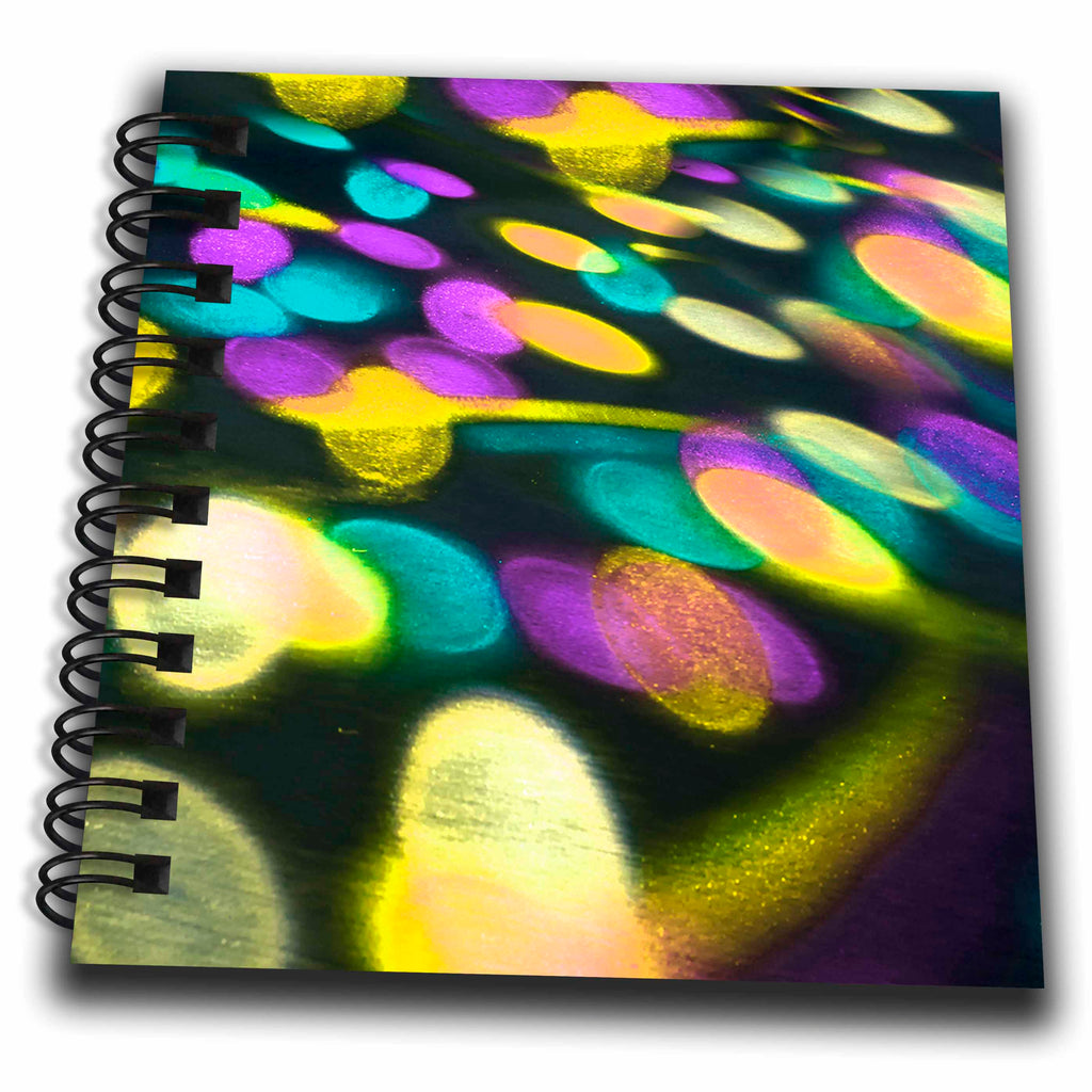 3dRose Photograph of blue, purple, and yellow disco lights on the gound. - Drawing Books (db_337287)