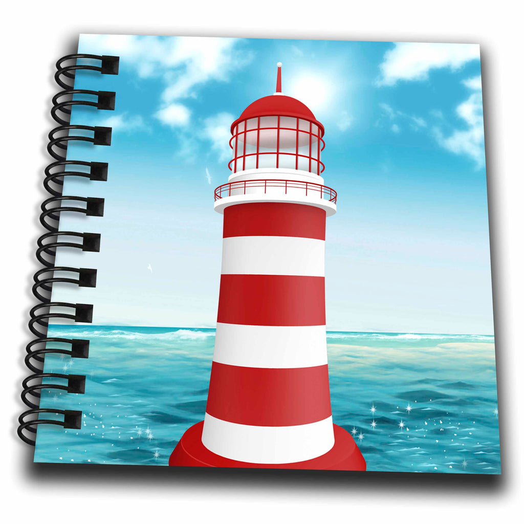 3dRose Red and White Light House Illustration - Drawing Books (db_340036)
