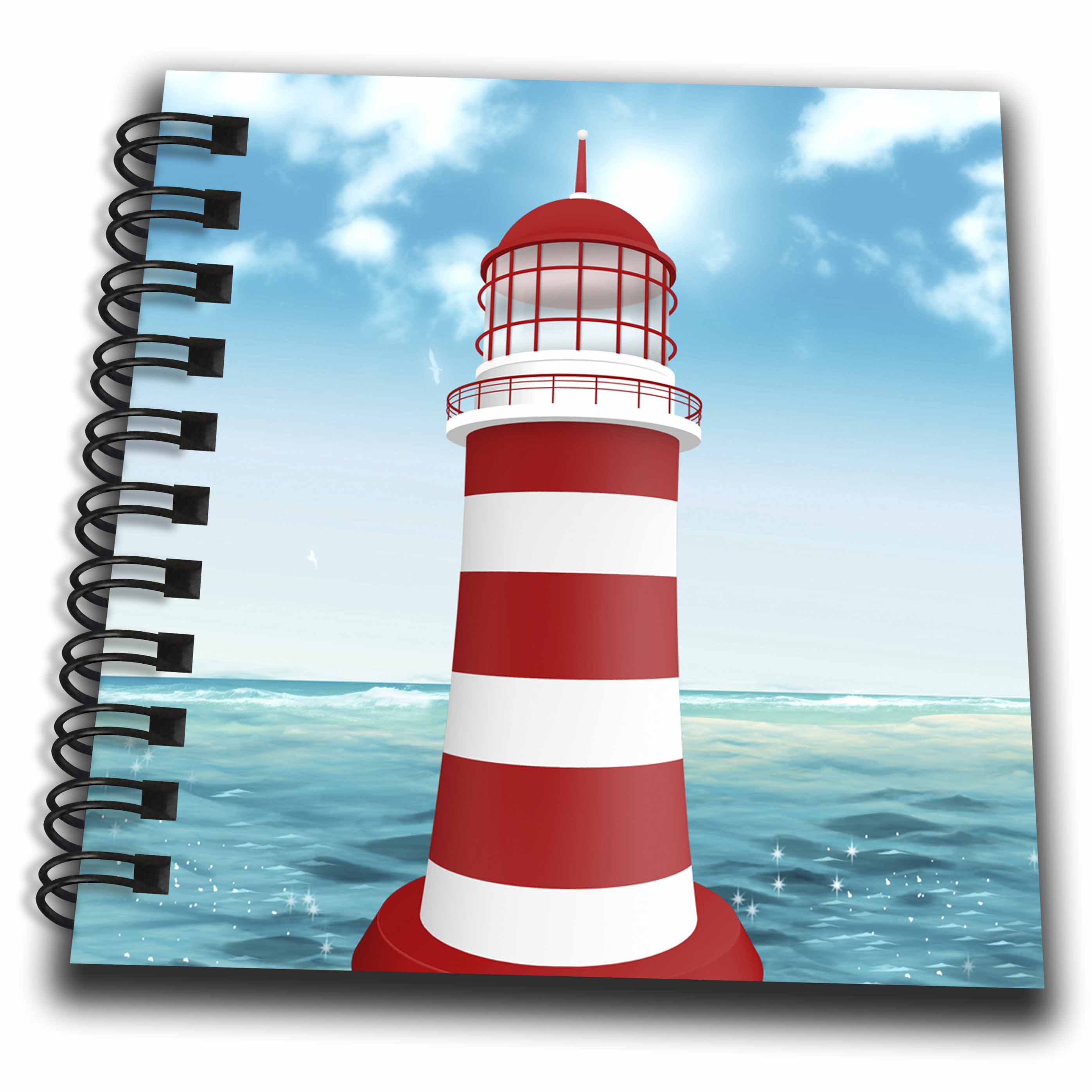 3dRose Red and White Light House Illustration - Drawing Books (db_340036)
