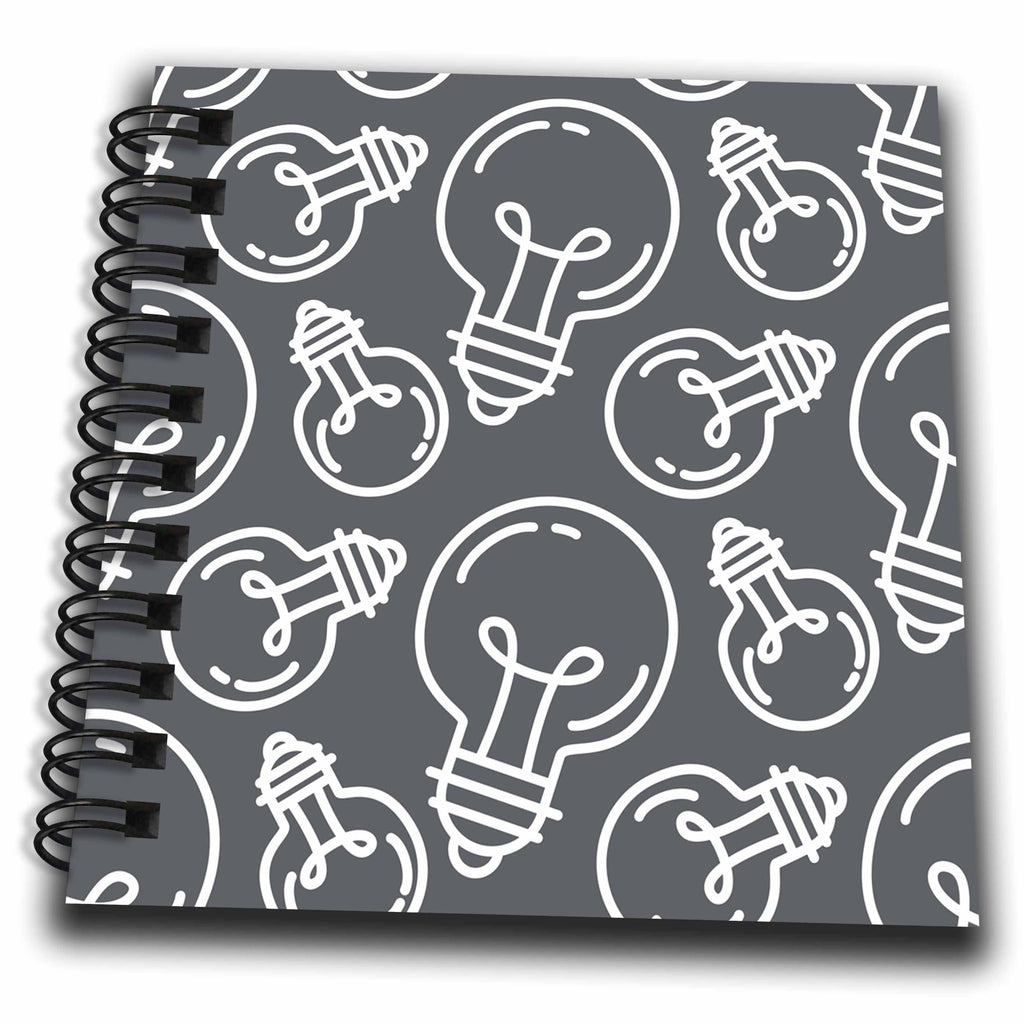 3dRose Contemporary Gray and White Light Bulb Pattern - Drawing Books (db_342198)
